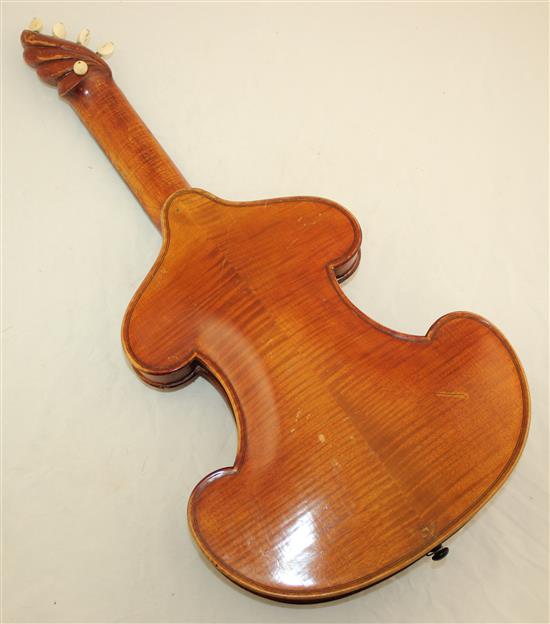 A German bowed zither, by Georg Tiefenbrunner of Munich, 22in.